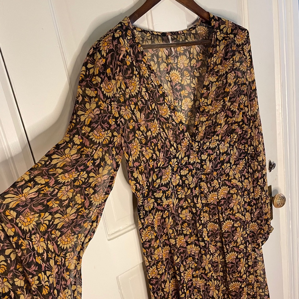 FREE PEOPLE • sheer floral maxi dress • size M